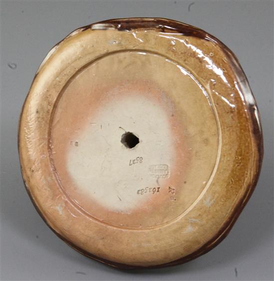 A rare Doulton Lambert stoneware SAVED match holder, c.1890, diameter 11cm